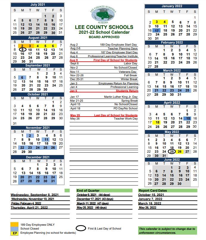  2021-2022 calendar
